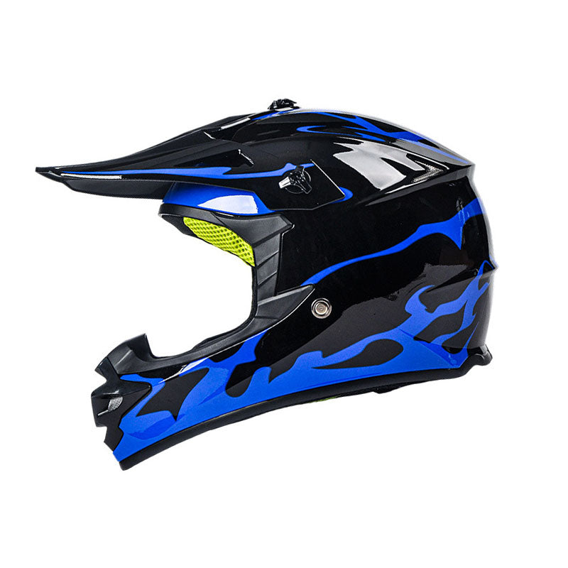 Blue Flame Off-Road Motorcycle Helmet — DOT Certified-I86