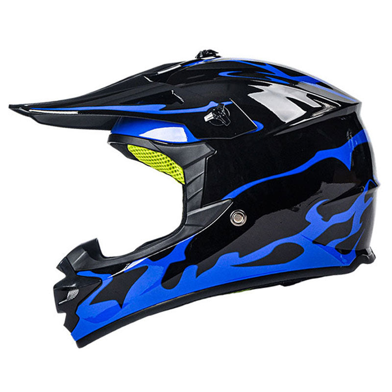 Blue Flame Off-Road Motorcycle Helmet — DOT Certified-I86
