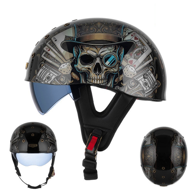 Retro half helmet with nine ventilation holes - I28