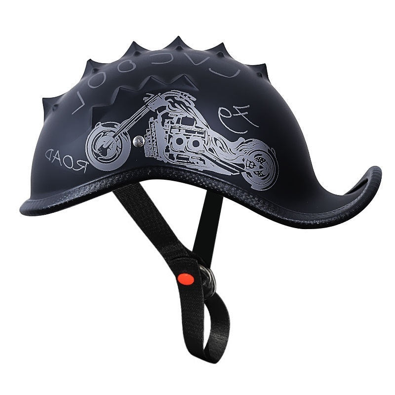 KTVMOTO Vintage Motorcycle Half Helmet with Mohawk Design for Riders-I276