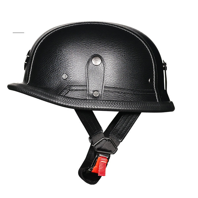 KTVMOTO Retro Half Face Motorcycle Helmet with Vintage Leather Look-I243