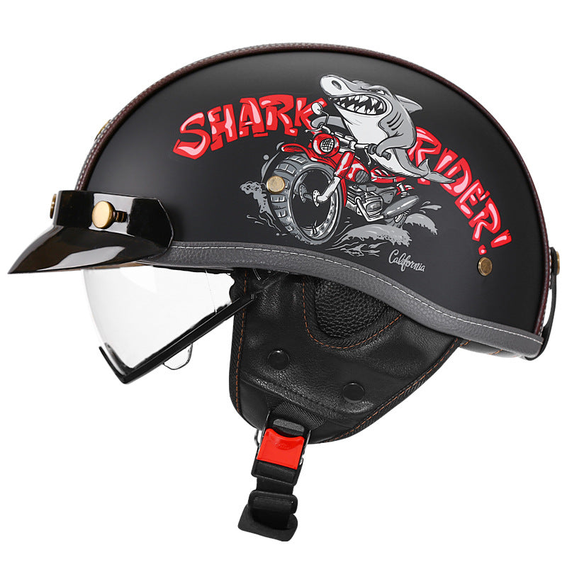 Retro-style cruiser motorcycle helmet-I50