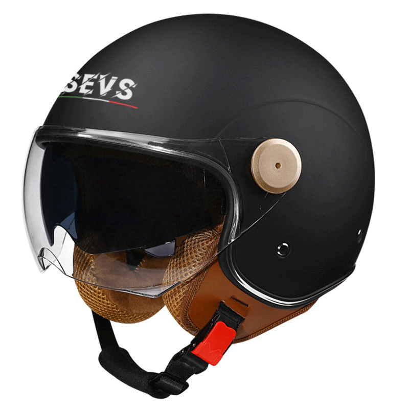Retro 3/4 open-face motorcycle helmet with dual visors- I71