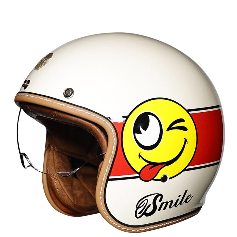 Retro-style open-face motorcycle helmet-I25