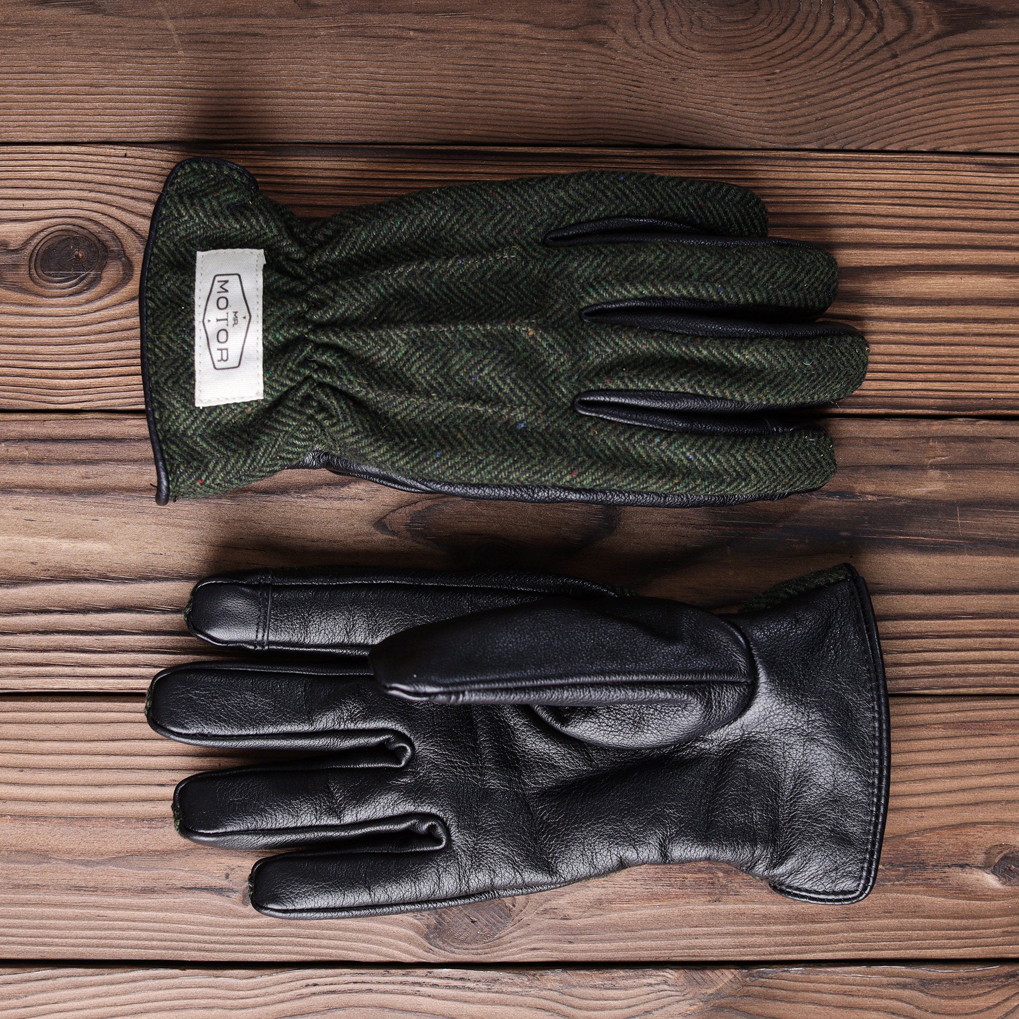 Retro Genuine Leather Patchwork Long Biker Gloves-G51