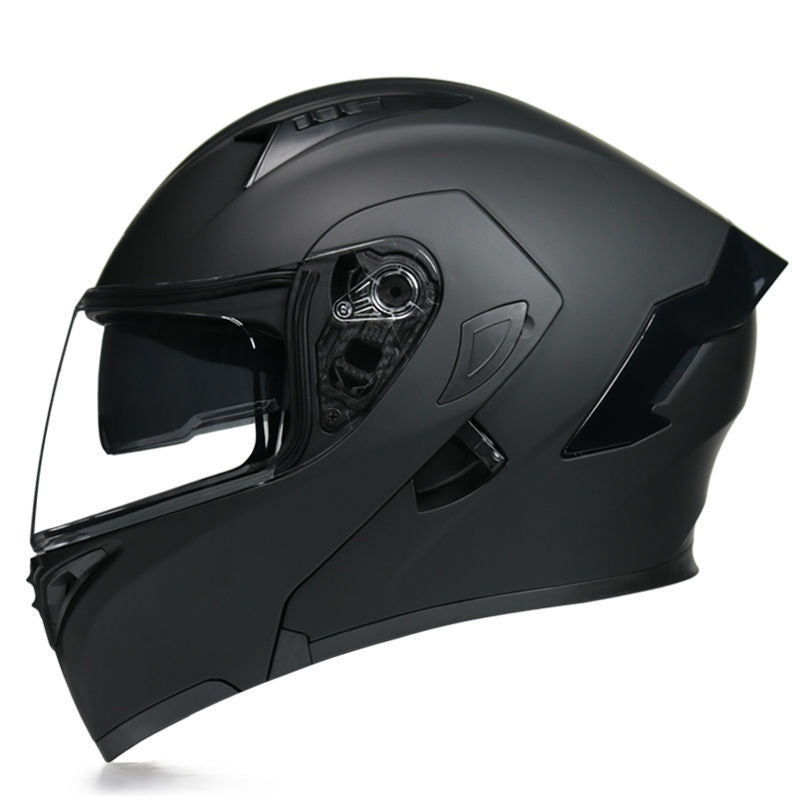 Motorcycle modular helmet with dual visors and a minimalist rear spoiler-I152