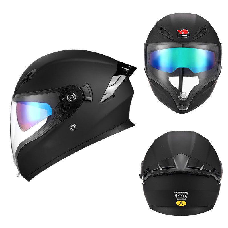 Double-lens pattern full-face motorcycle helmet-I82