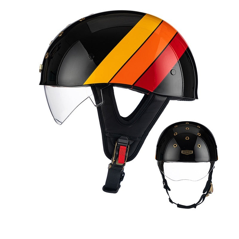 Retro half helmet with nine ventilation holes - I28