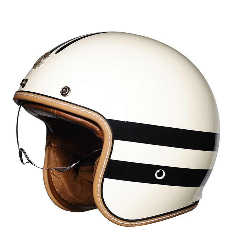 Retro-style open-face motorcycle helmet-I25