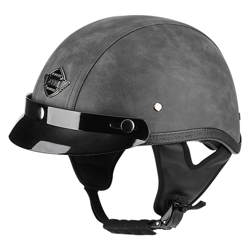 Vintage Handmade PU Leather Half-Helmet-I249