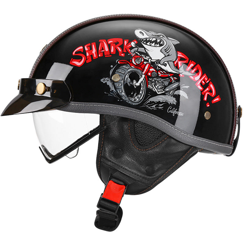 Retro-style cruiser motorcycle helmet-I50