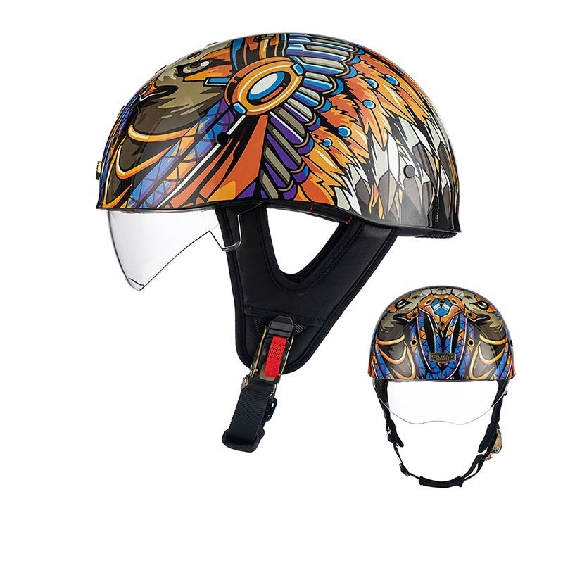 Retro half helmet with nine ventilation holes - I28