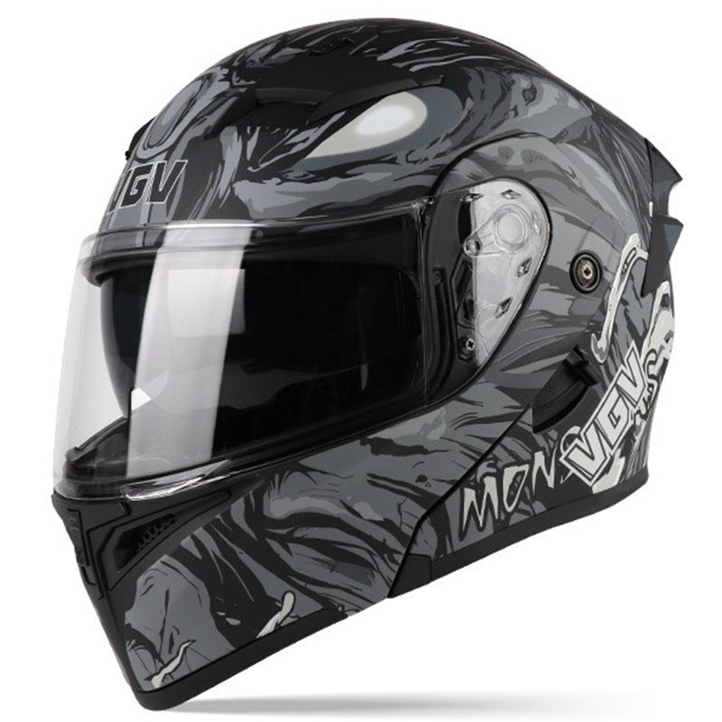 Carbon fiber modular flip-top motorcycle helmet-I47