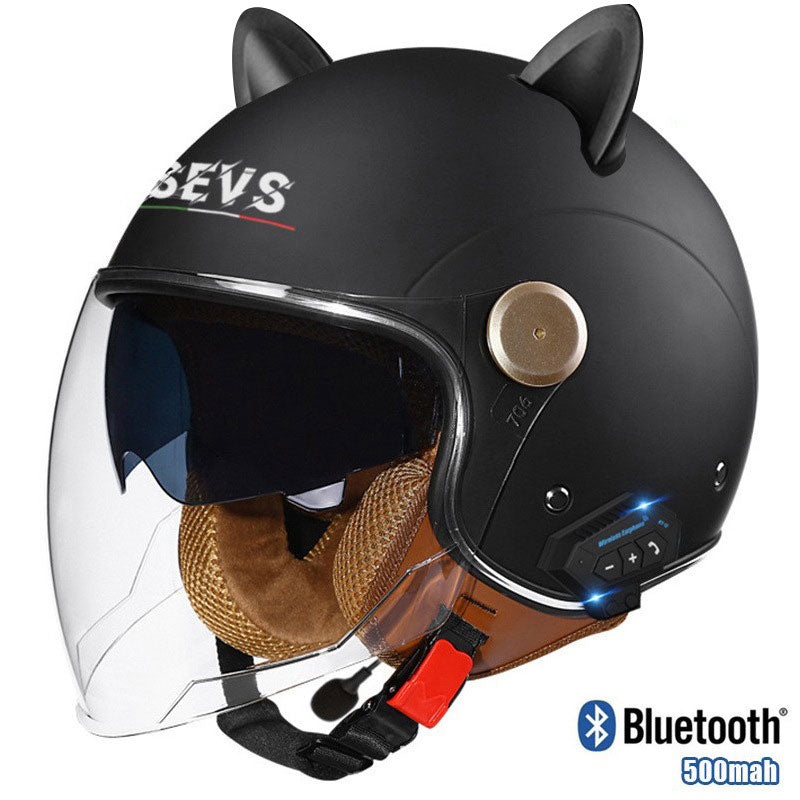 bluetooth open face motorcycle helmet Cat-Ear Open-Face Motorcycle Helmet with Bluetooth Function-I67