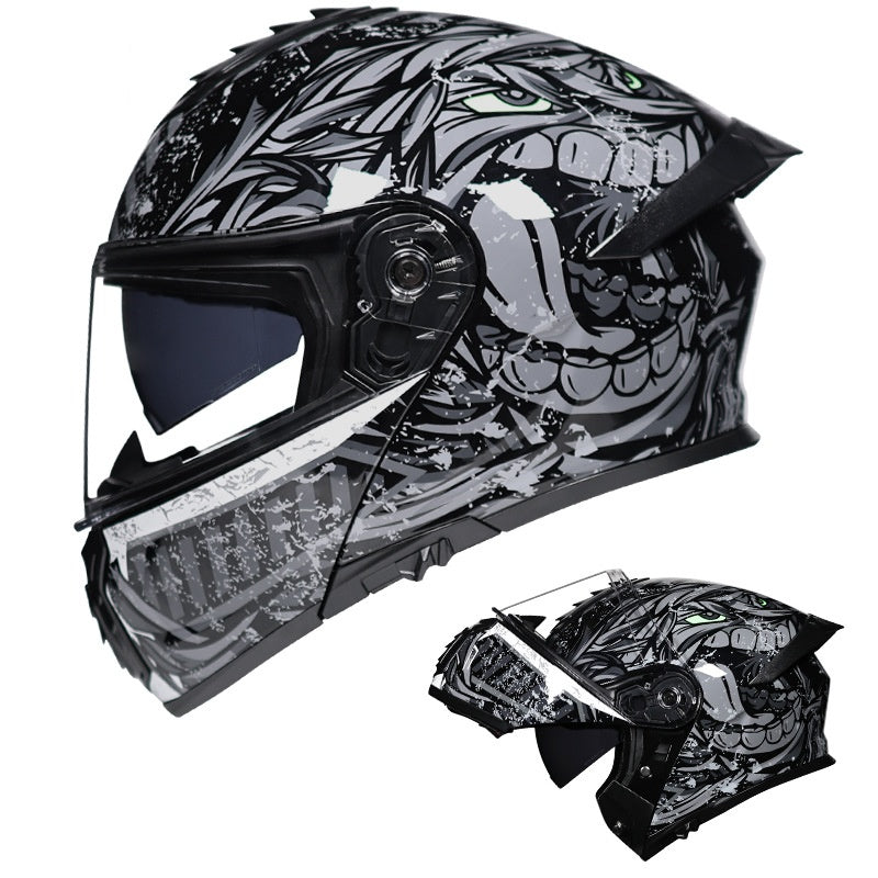 Flip-up helmet dual-lens motorcycle helmet-I174