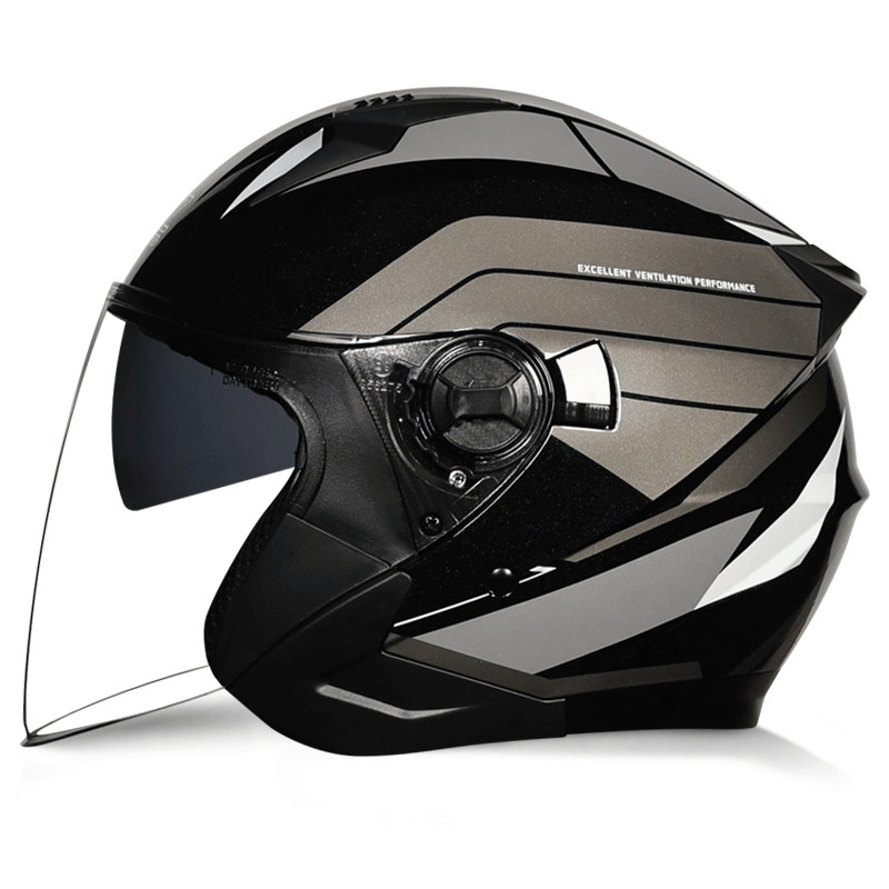 DOT certified dual-lens retro open-face motorcycle helmet-I55