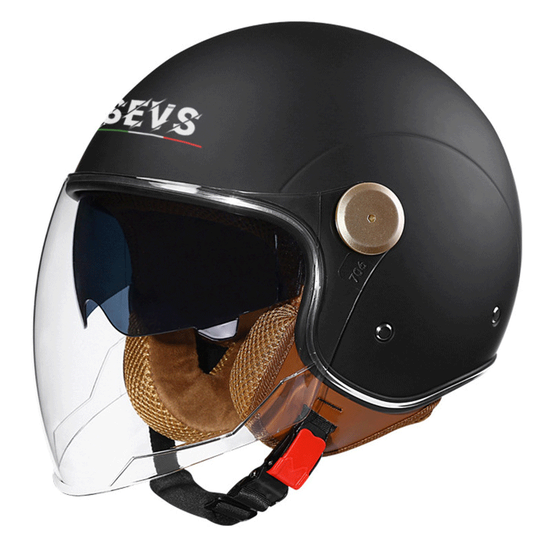 Retro 3/4 open-face motorcycle helmet with dual visors- I71
