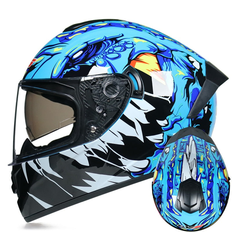 Cool Sport-Style Street Motorcycle Full-Face Helmet with Dual Visors-I160