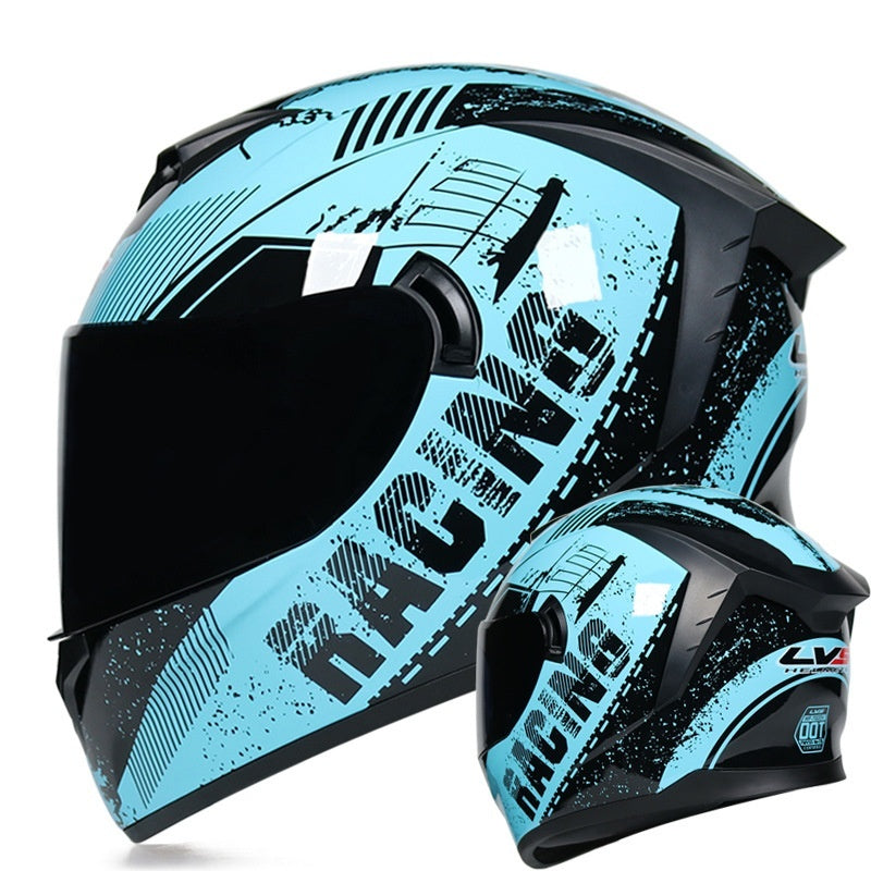 Full-face motorcycle helmet with dual visors (tinted)-I205