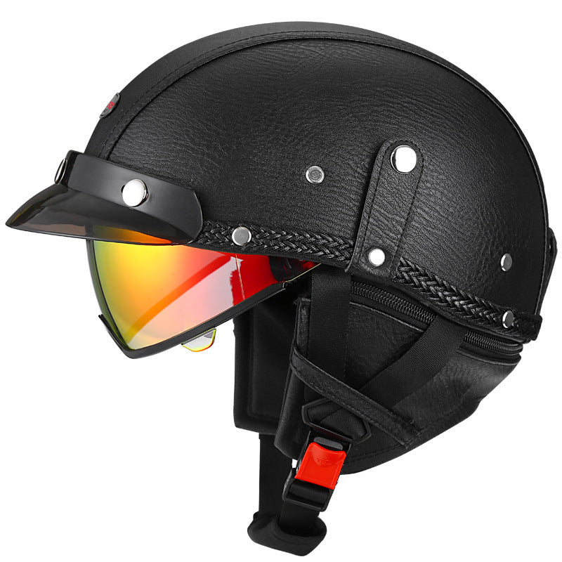 Classic Retro Leather Motorcycle Helmet – I35
