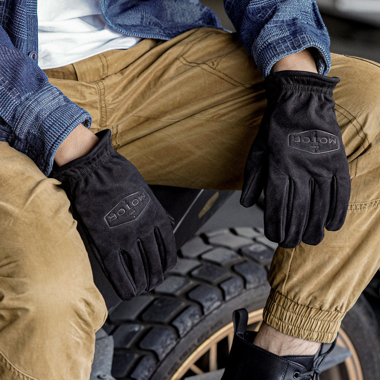Retro frosted cowhide outdoor cycling gloves-G38