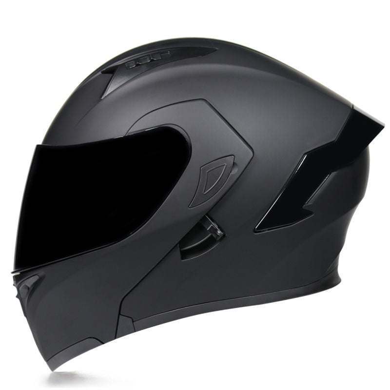 Motorcycle modular helmet with dual visors and a minimalist rear spoiler-I152