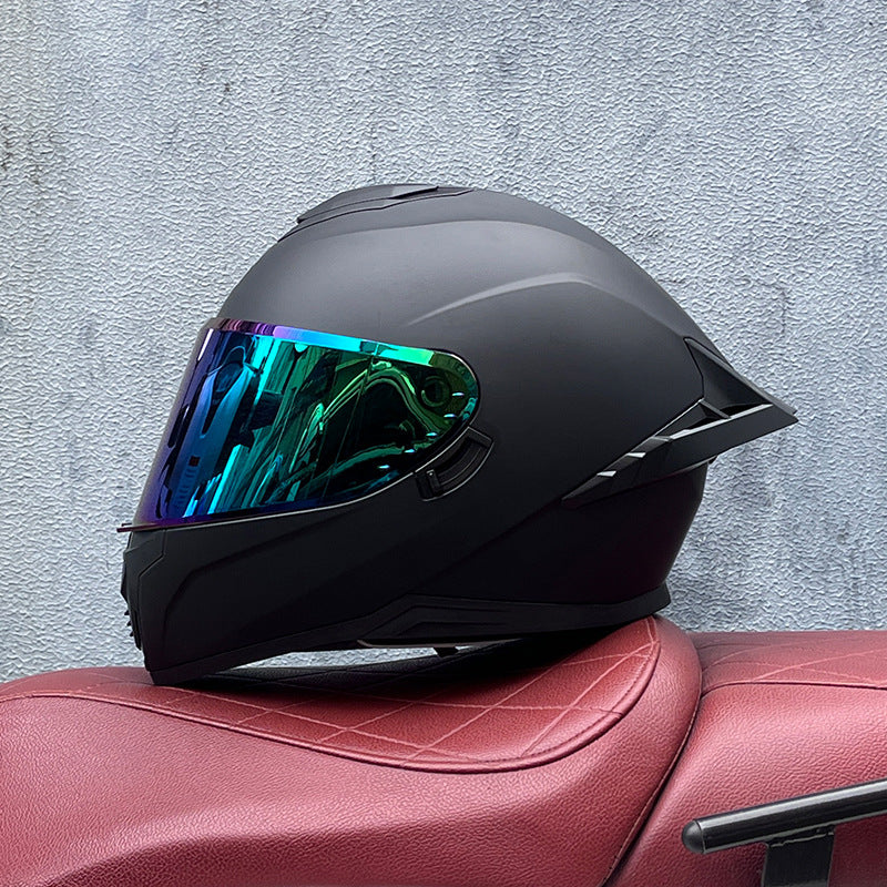 Full-face motorcycle helmet with iridescent visor-I192