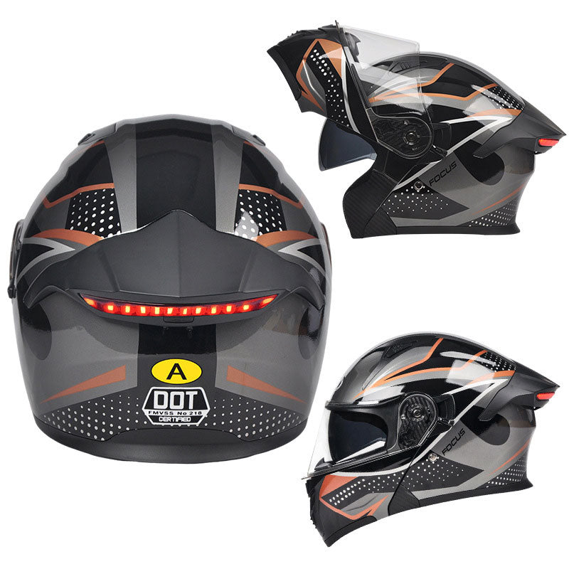 Cyberpunk Neon-Patterned Modular Motorcycle Helmet-I85