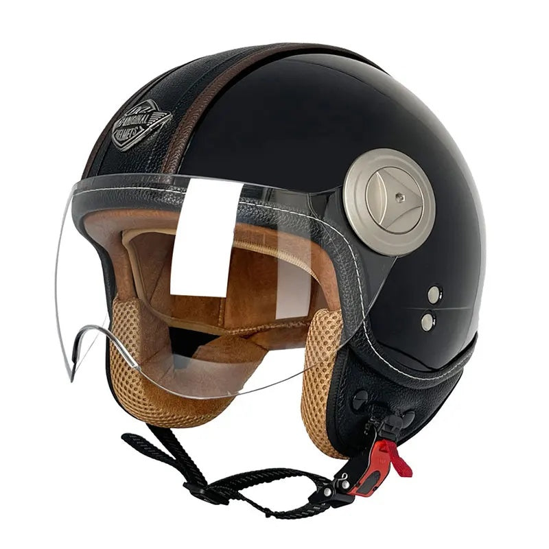 convertible modular motorcycle helmet Retro leather convertible motorcycle helmet-I45