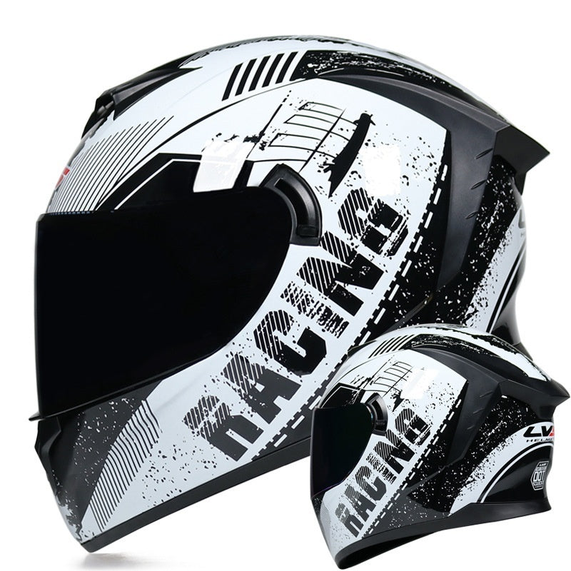 Full-face motorcycle helmet with dual visors (tinted)-I205
