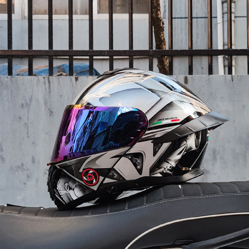 DOT Motorcycle Flip-Up Helmet with Double Mirrors-I180