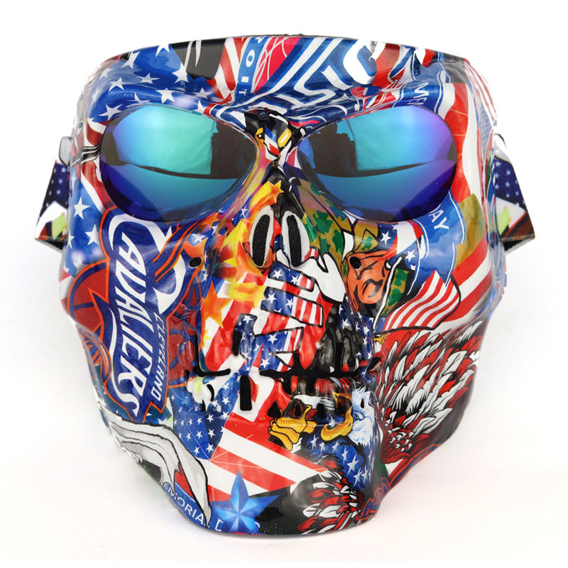 KTVMOTO Motorcycle Skull Graffiti Windproof Face Mask-H80