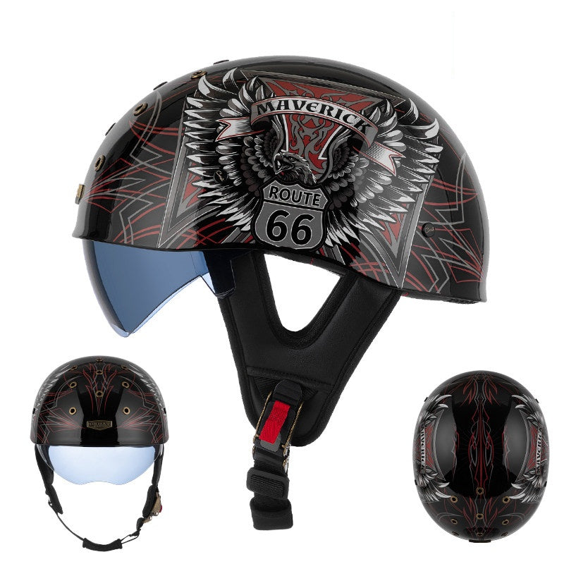 Retro half helmet with nine ventilation holes - I28