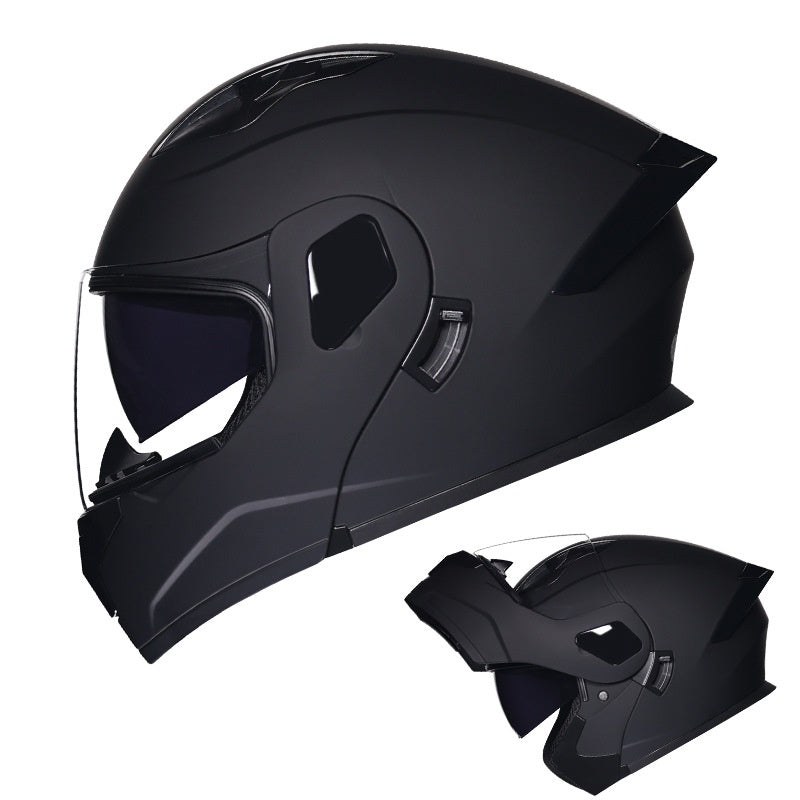 Flip-up motorcycle helmet with dual visors and iridescent coating-I183