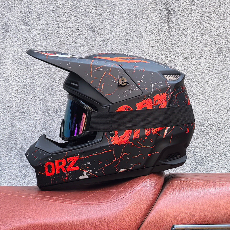 Stylish off-road motorcycle helmet with goggles-I173