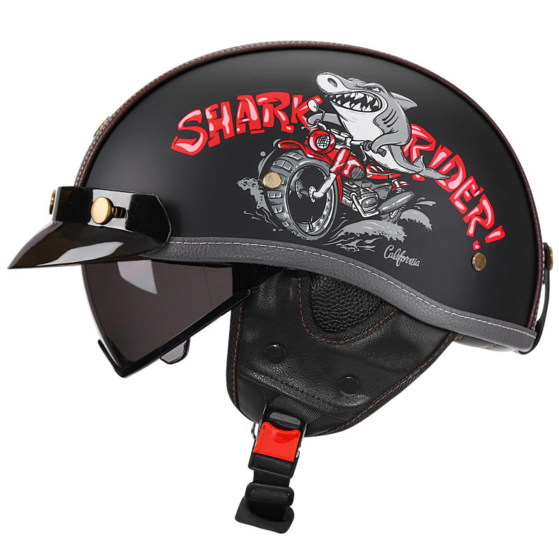Retro-style cruiser motorcycle helmet-I50