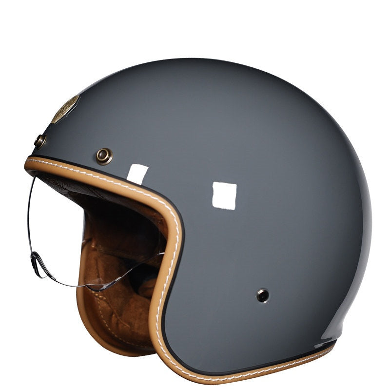 Retro-style open-face motorcycle helmet-I25