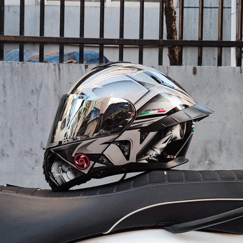 DOT Motorcycle Flip-Up Helmet with Double Mirrors-I180