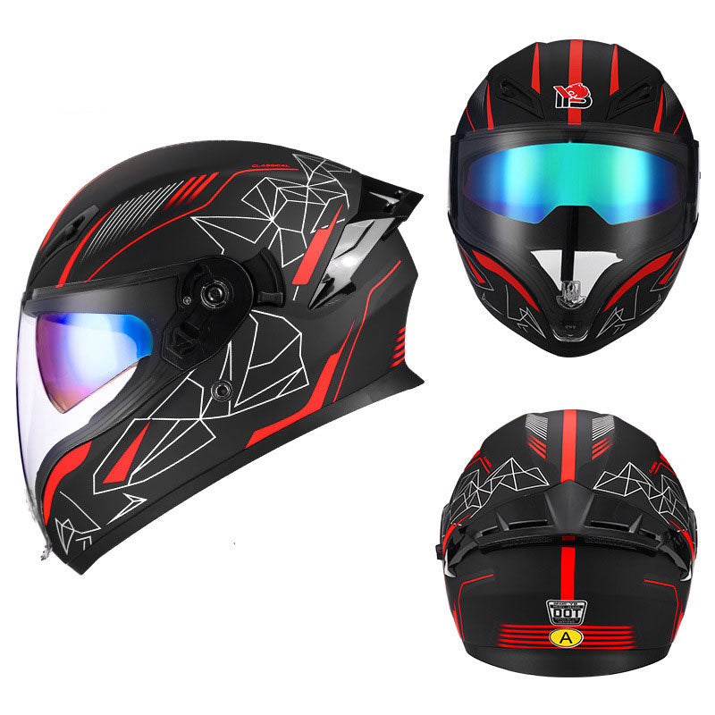 Double-lens pattern full-face motorcycle helmet-I82