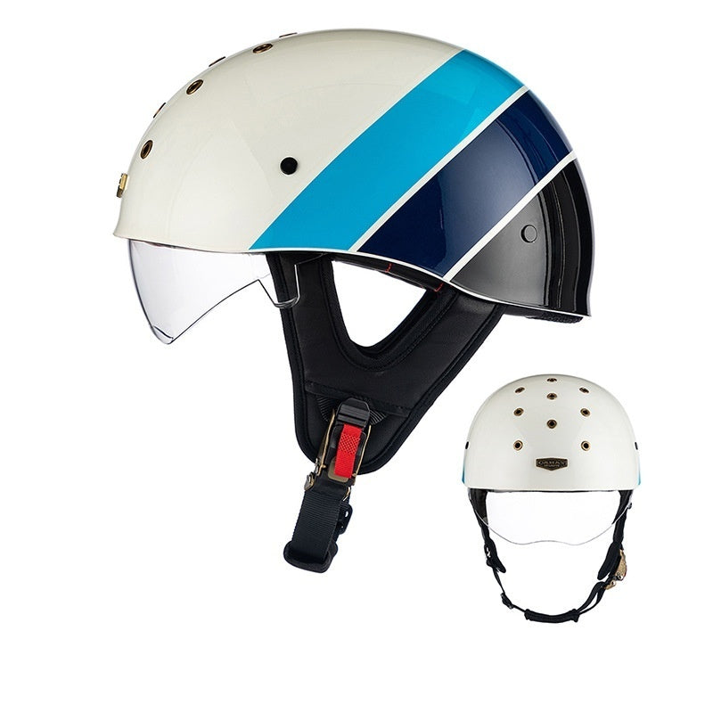 Retro half helmet with nine ventilation holes - I28
