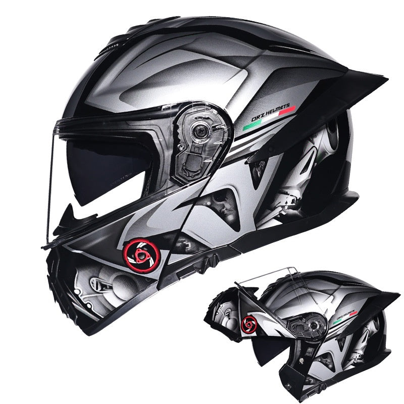 DOT Motorcycle Flip-Up Helmet with Double Mirrors-I180