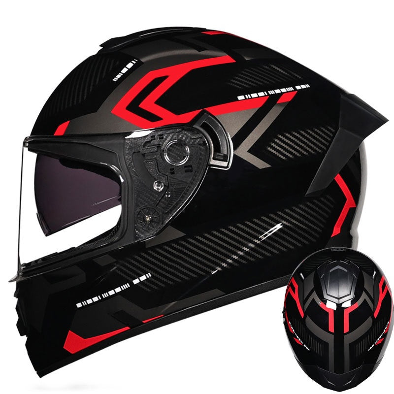 High-end sport-style full-face motorcycle helmet with dual visors-I159