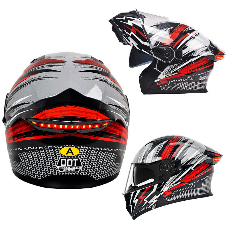 Cyberpunk Neon-Patterned Modular Motorcycle Helmet-I85