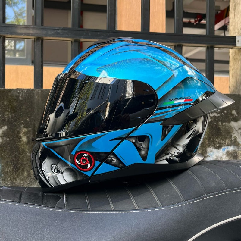 DOT Motorcycle Flip-Up Helmet with Double Mirrors-I180