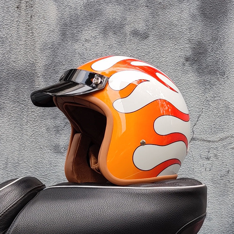 Retro motorcycle open helmet-I20