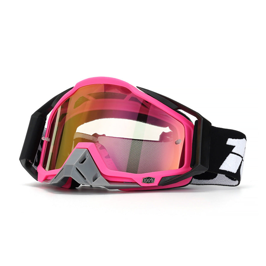 Sweet-and-cool pink downhill-style motorcycle goggles-H10
