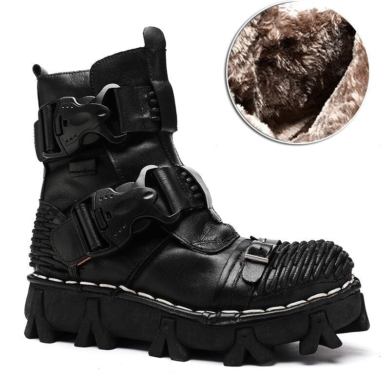 Fashionable punk-style motorcycle high-top leather boots-K168