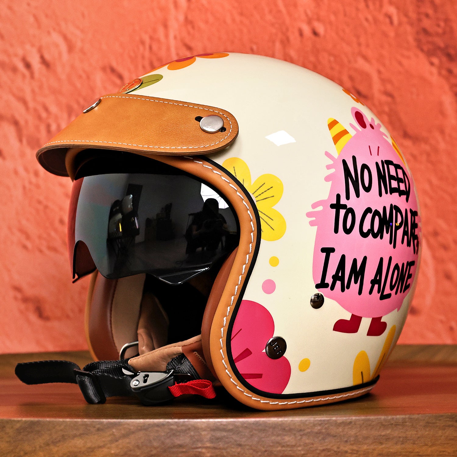 Retro floral graffiti motorcycle helmet-I54