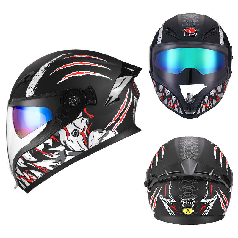 Double-lens pattern full-face motorcycle helmet-I82