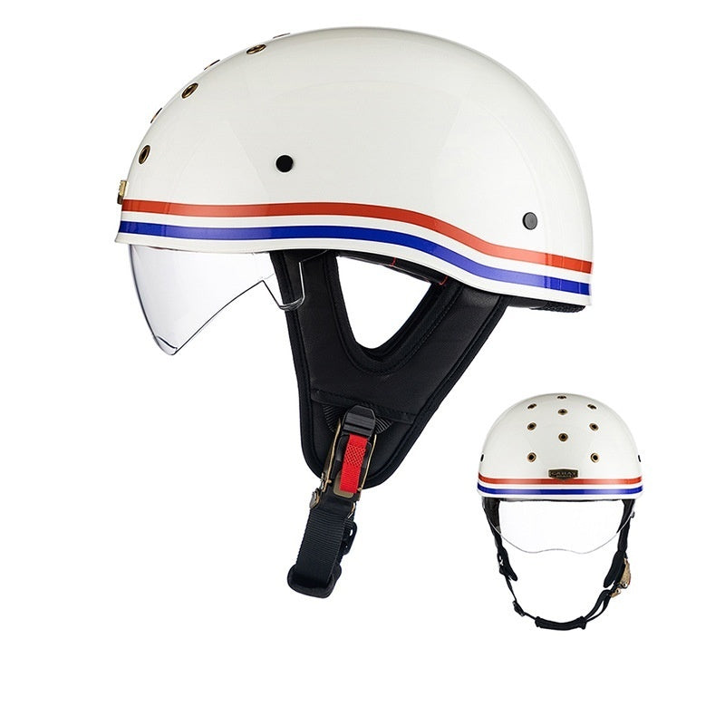 Retro half helmet with nine ventilation holes - I28